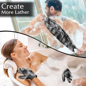 Anezus exfoliating gloves pair laid flat demonstrating fit and design