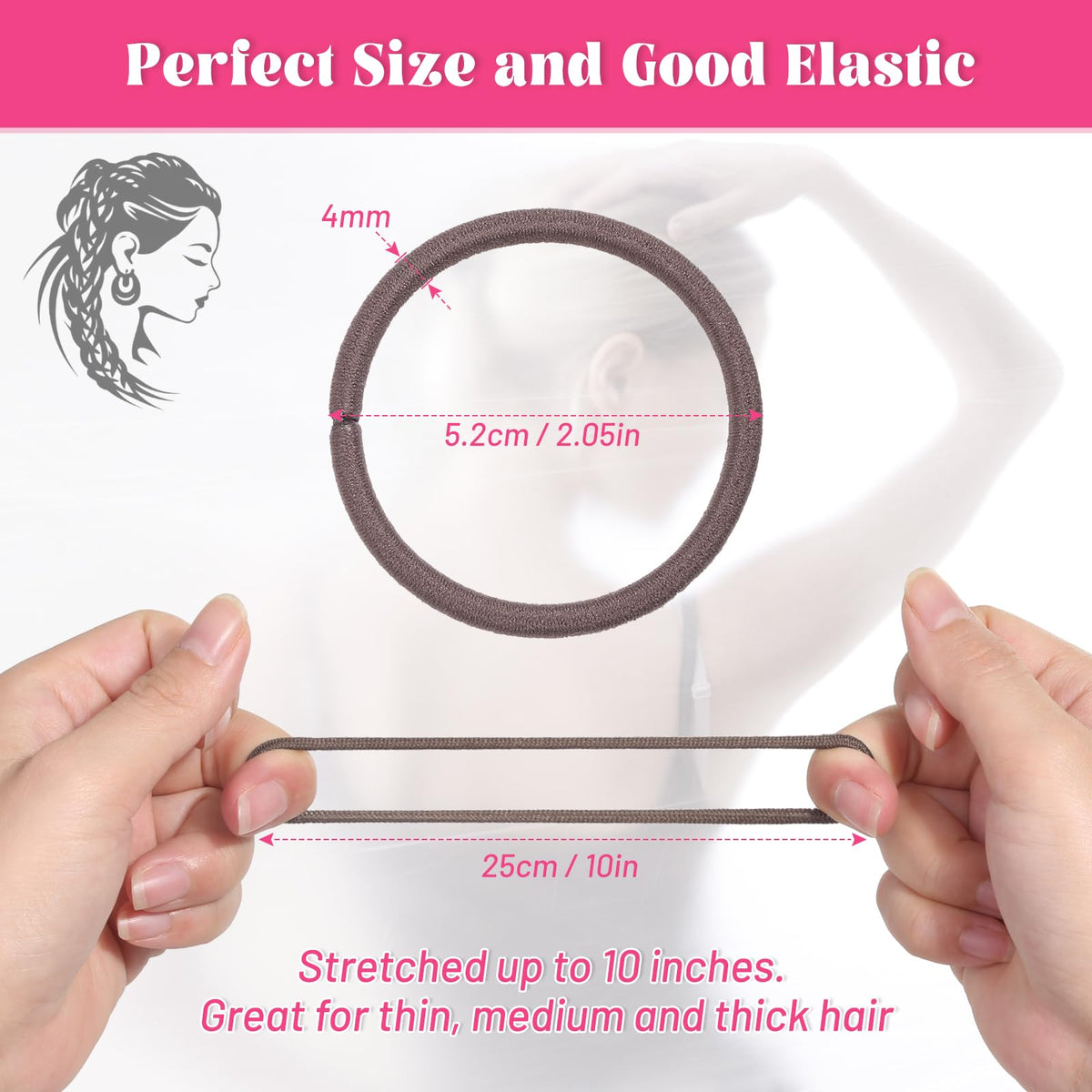 anezus hair tie stretched to show strong elastic performance