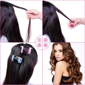 anezus in hair application showing rollers creating defined curls