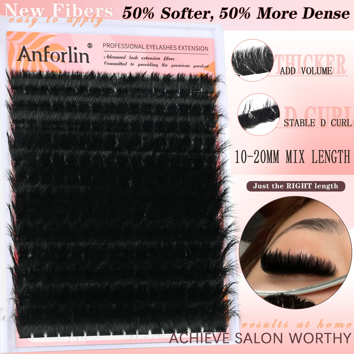 Anforlin close-up of D-curl detail emphasizing long-lasting lift
