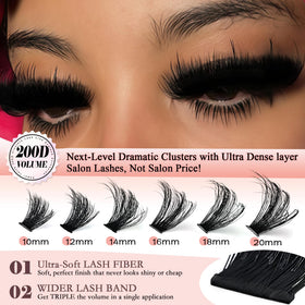 Anforlin clusters applied on an eye demonstrating instant volume effect