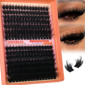 Anforlin front packaging showing 224 spiky manga lash clusters and dramatic volume