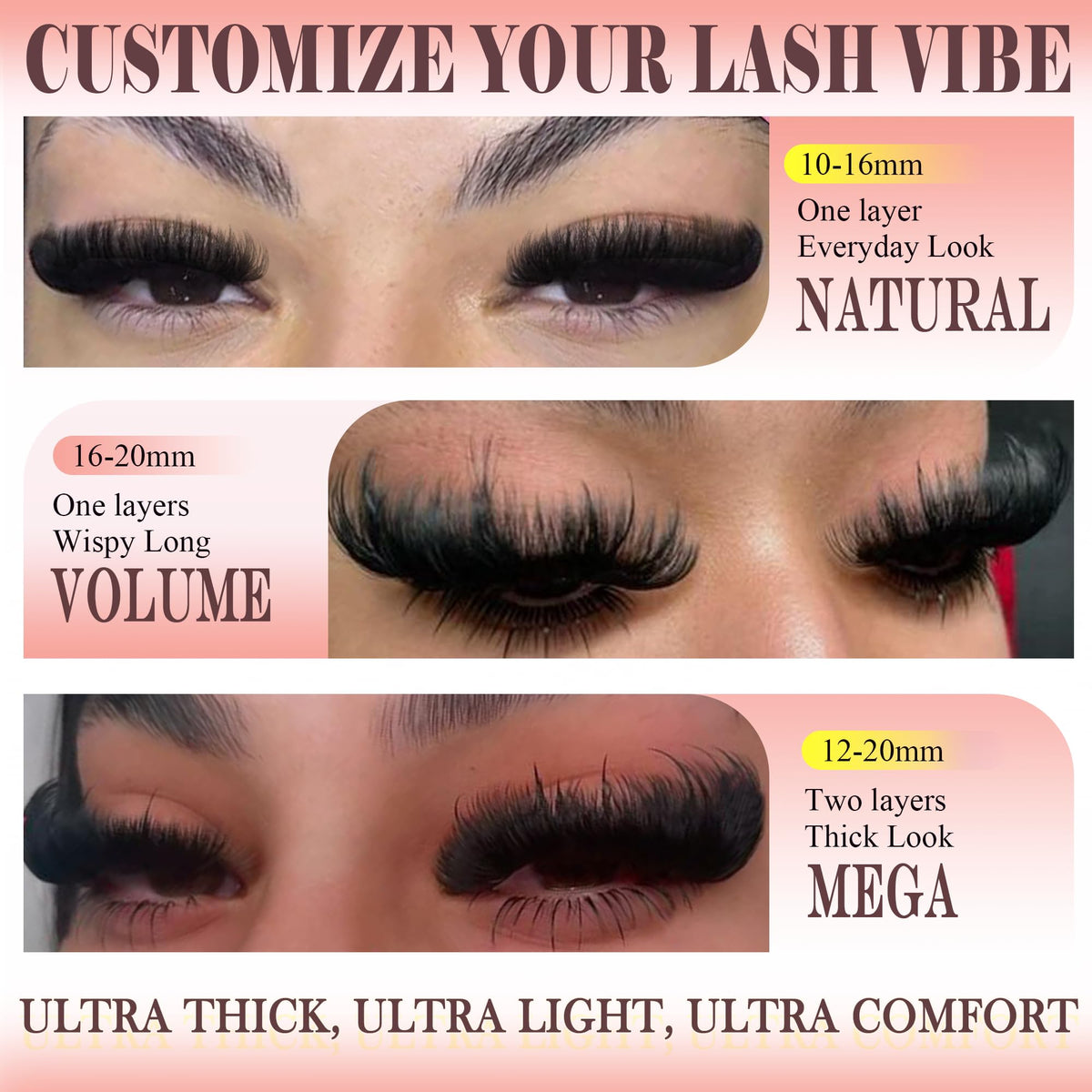 Anforlin layout of mixed 10–20mm lengths for versatile styling options
