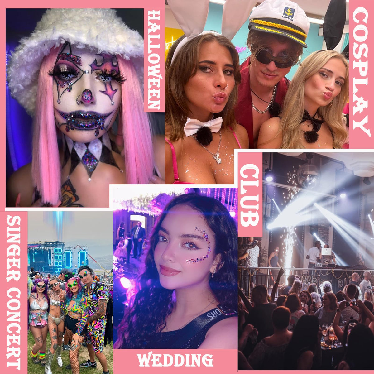 Angels Beauty worn at festival showing dramatic shimmer benefit