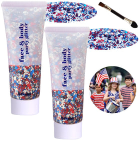 Angels Beauty front packaging showing patriotic glitter colors and benefits