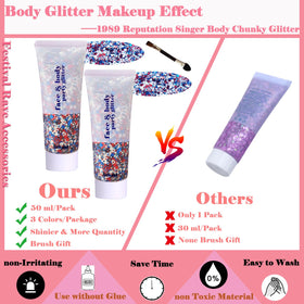 Angels Beauty glitter applied to hair part for subtle patriotic highlight