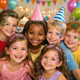 Angels Beauty group at 4th of July party wearing glitter for celebratory style