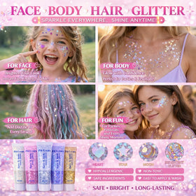 Angels Beauty applying glitter gel with brush for precise, quick application