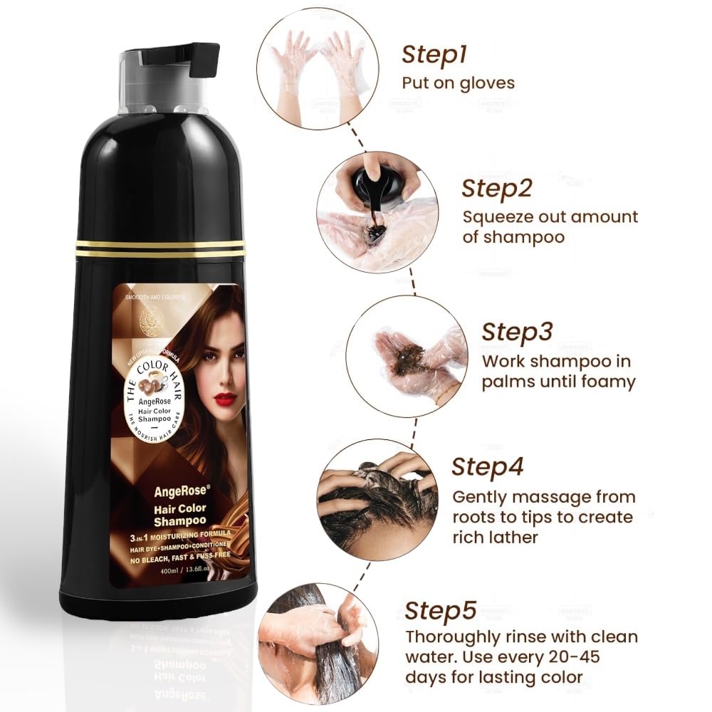 AngeRose applied in shower on roots showing easy no-mix benefit