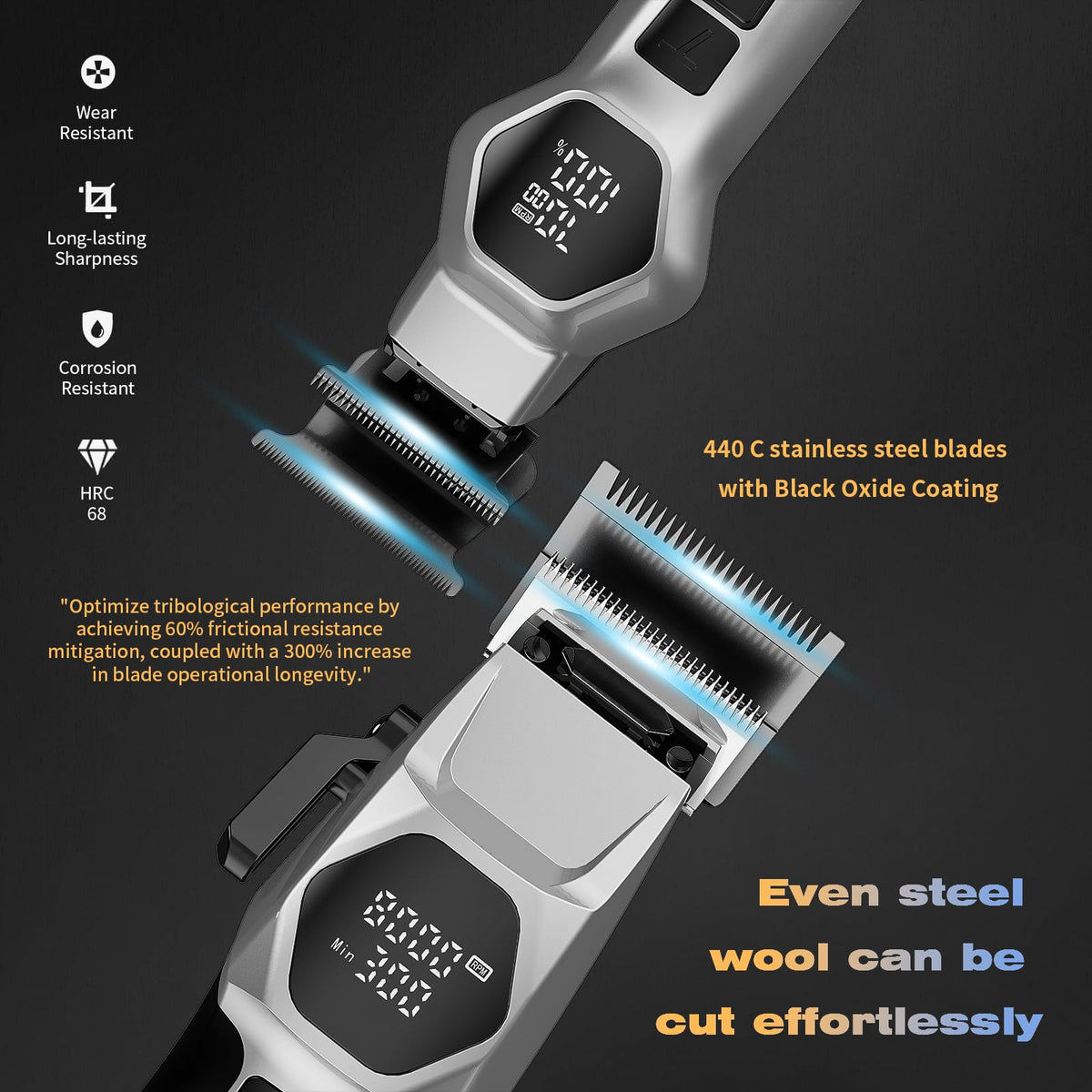ANGFAN side profile displaying speed settings and turbo mode benefit for thick hair