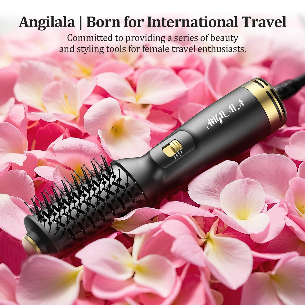 ANGILALA finished medium-length hair showing volume and smooth salon-style finish