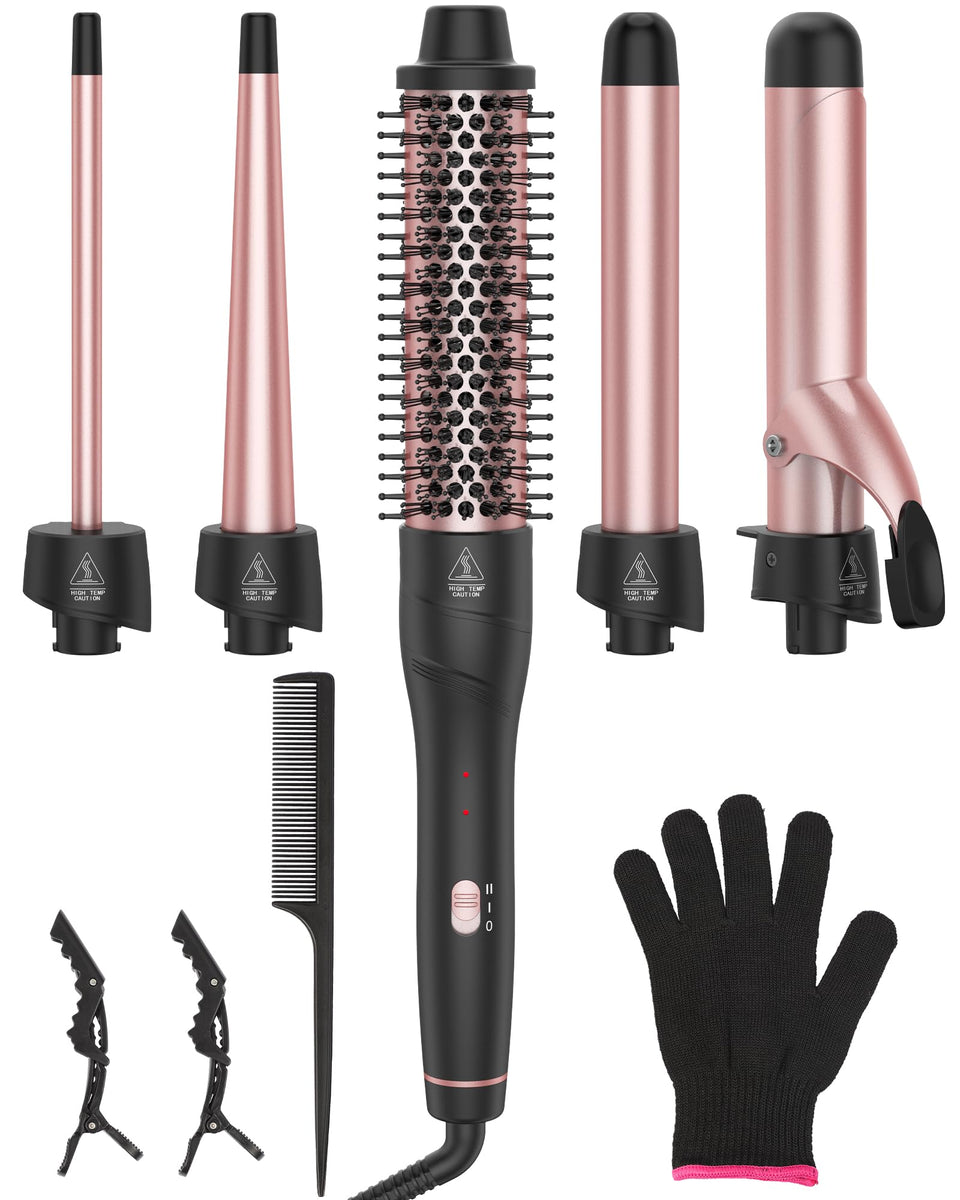 ANIEKIN front view of the 5-in-1 curling set showing handle and barrels for versatile styling