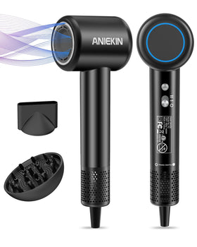 ANIEKIN front view of hair dryer showing sleek design and quick drying benefit