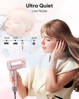 ANIEKIN hair dryer held in hand showing compact size and travel-friendly weight