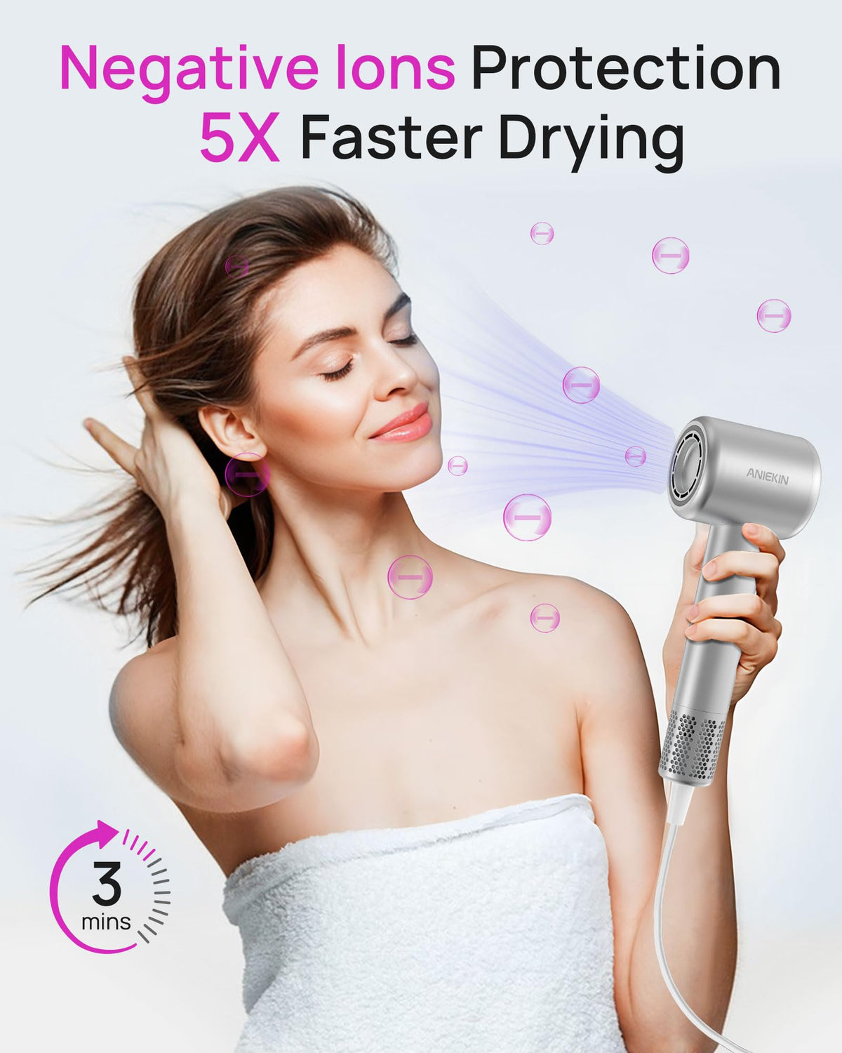 ANIEKIN magnetic diffuser attached to dryer for defined curls and easy change