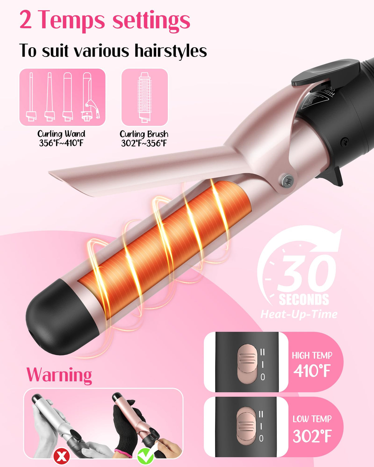 ANIEKIN in-use on model creating medium curls to show styling result and time-saving heat