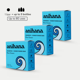 ANIHANA bar being applied to hair in shower for easy two-in-one use