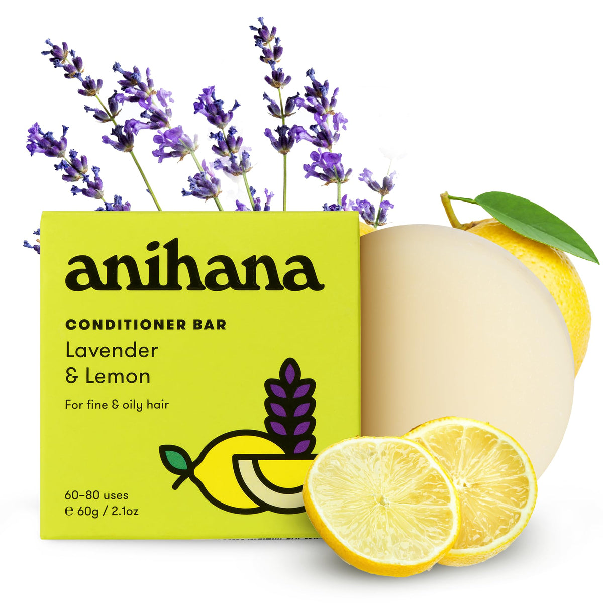 ANIHANA front packaging showing the conditioner bar and scent for effortless use