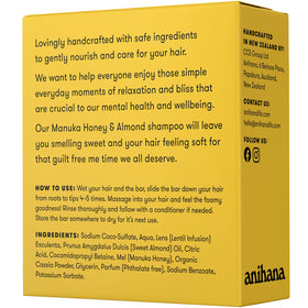 ANIHANA shampoo bar on shower shelf showing in-use convenience