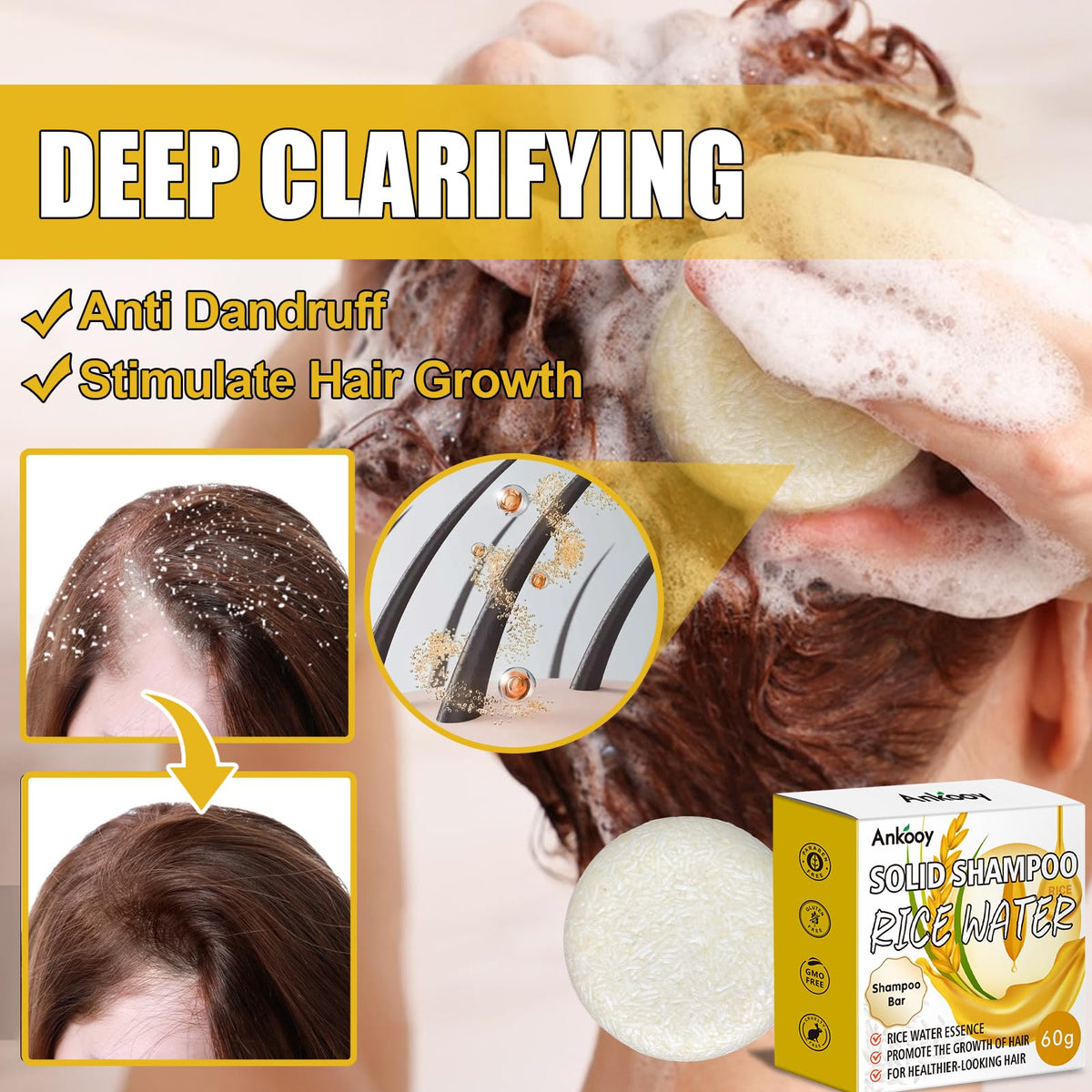 ANKOOY shampoo bar held in hand for travel showing spill-free convenience and portability