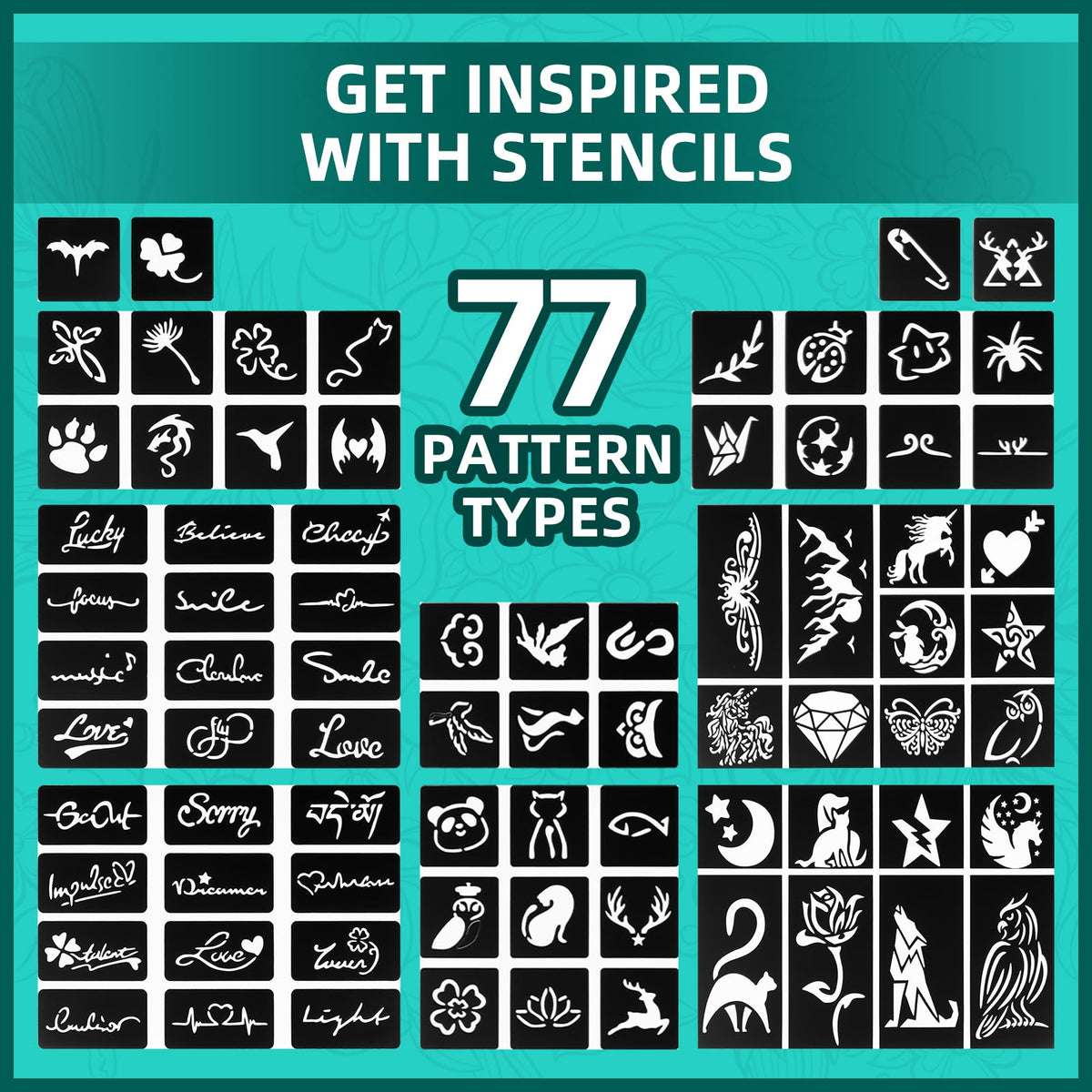 Anmmy large 77-stencil layout for quick repeatable designs