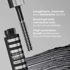 Annabelle mascara on eyelashes in use demonstrates visible lengthening effect