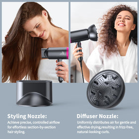 ANNE BETTY dryer held in hand to show compact scale and travel convenience