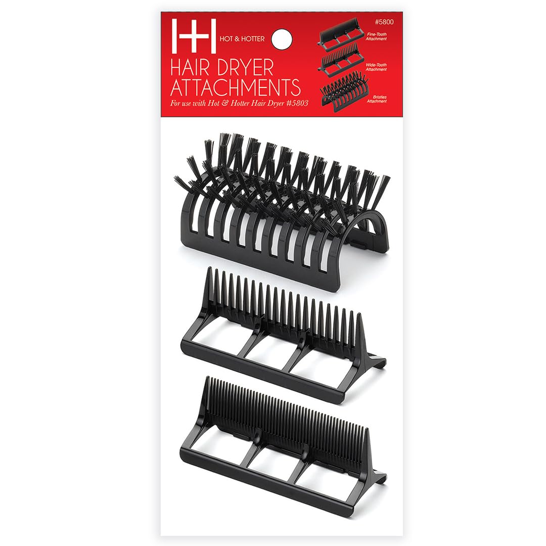 Annie attachment set front view showing all three combs and compact design benefit