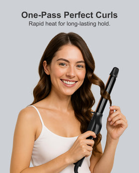 ANNLARY close-up of titanium ceramic barrel for even heat and smooth glide benefit