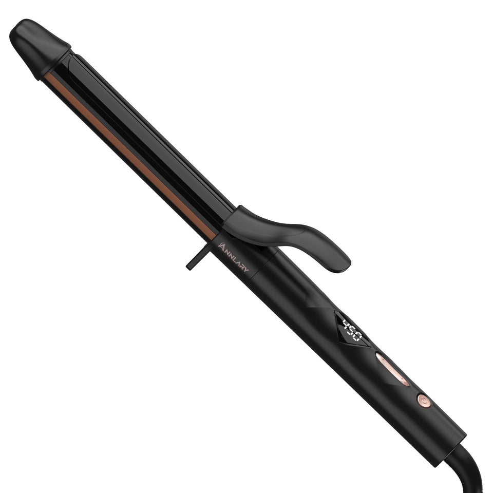 ANNLARY front view of curling iron showing sleek design and easy grip benefit