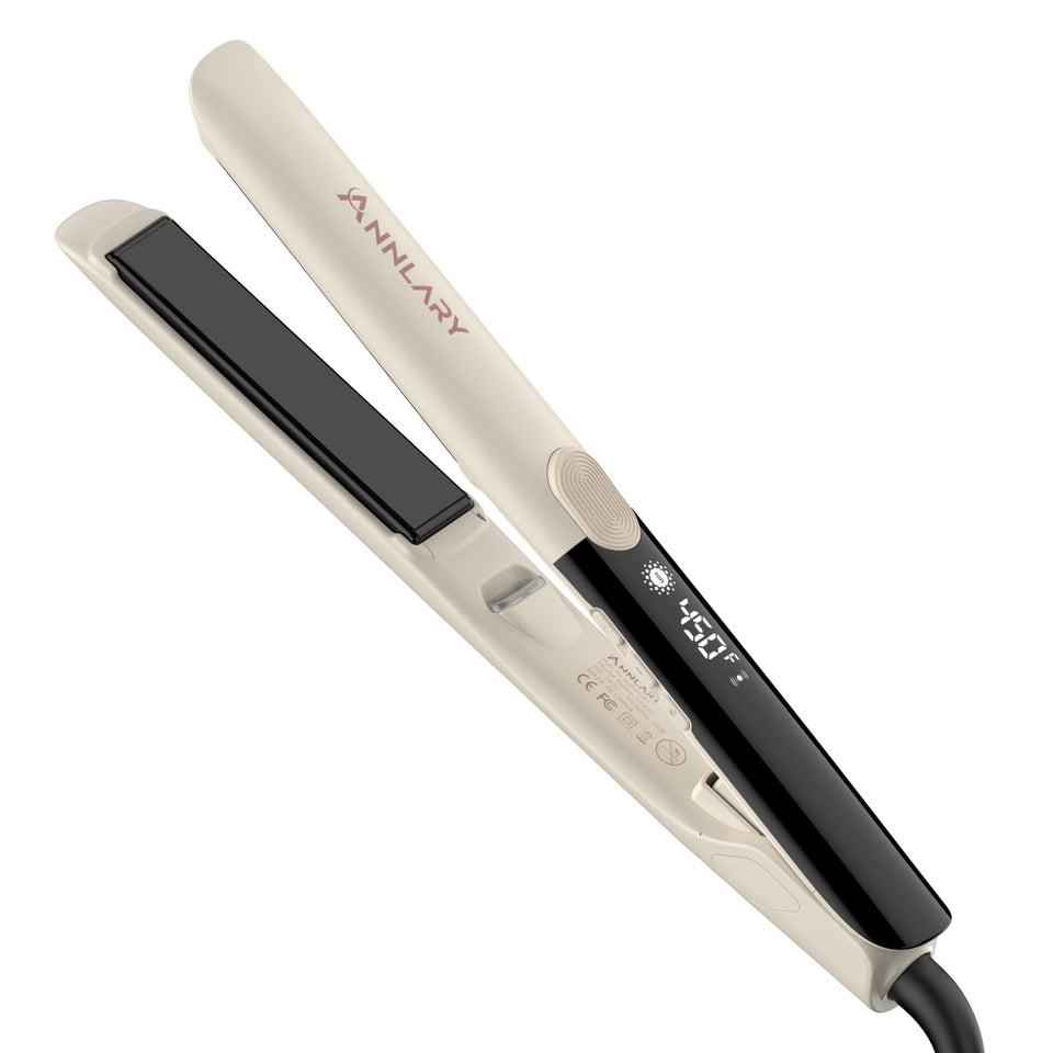 ANNLARY front view of 1-inch flat iron showing sleek body and plates, quick styling benefit