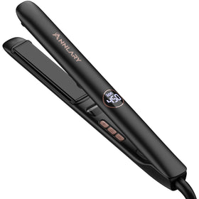 ANNLARY front view of 2-in-1 straightener shows sleek profile and benefits fast styling