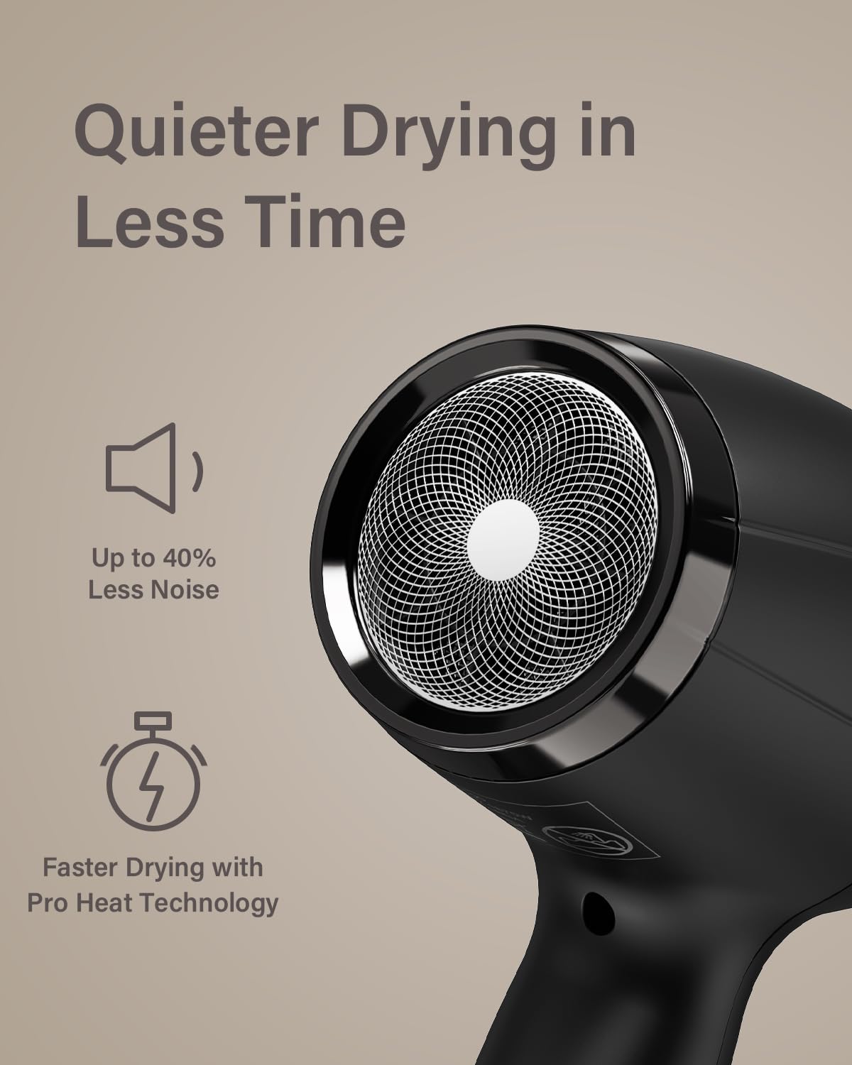 ANNLARY dryer held in hand illustrating balanced ergonomic grip for comfort