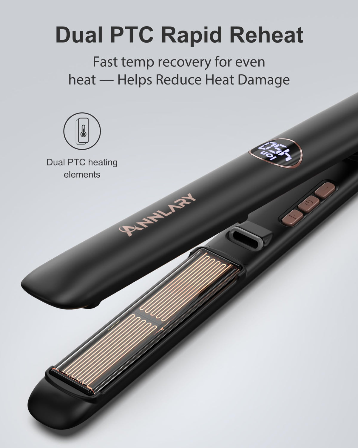 ANNLARY close-up of titanium ceramic plate for even heat and smooth glide
