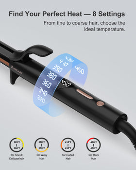 ANNLARY curling iron held in hand to show lightweight compact travel benefit