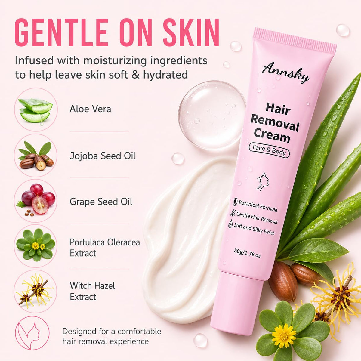 Annsky after rinse showing smooth, soft skin finish