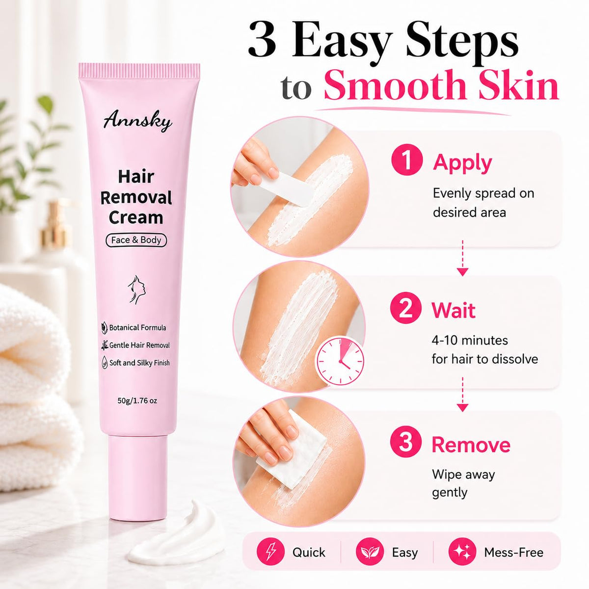 Annsky cream applied to bikini line demonstrating targeted coverage