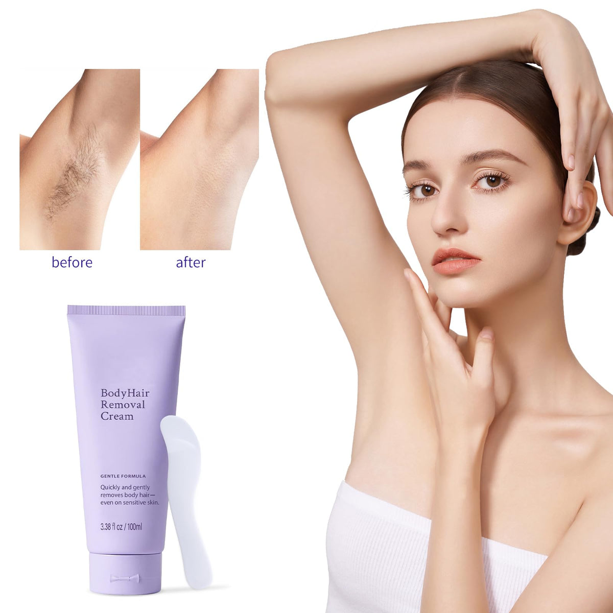 Annsky spatula alongside cream highlighting hygienic, accurate application benefit