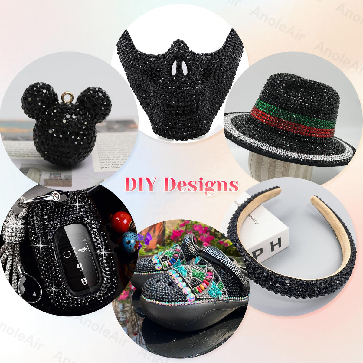 AnoleAir rhinestones used as face makeup for festival looks offering bold contrast