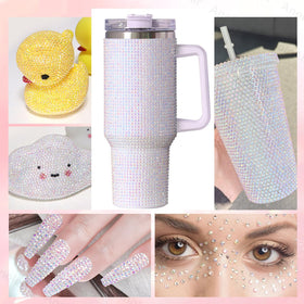 AnoleAir decorated tumbler using these rhinestones demonstrating finished sparkle