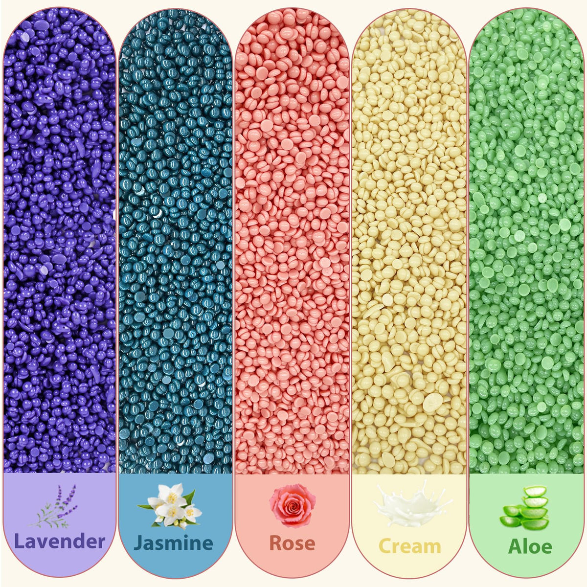 ANREACHO close-up of colorful wax beads highlighting texture and easy melting