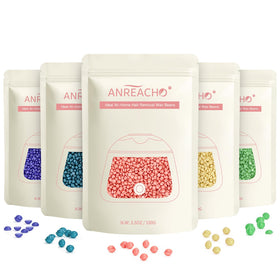 ANREACHO front packaging showing five-color wax beads and product weight benefit