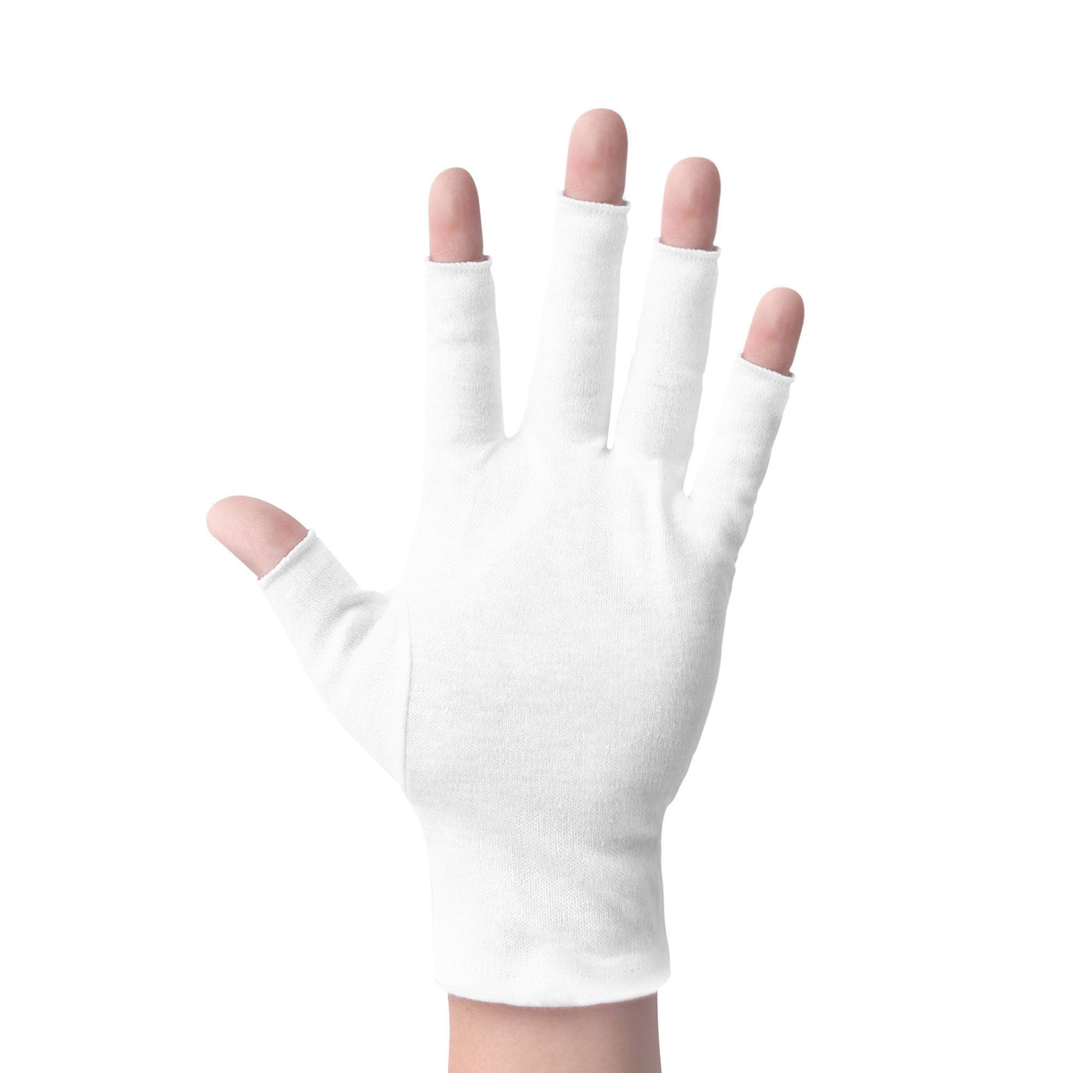ANSMIO front packaging showing two pairs of white fingerless cotton gloves for better moisture retention