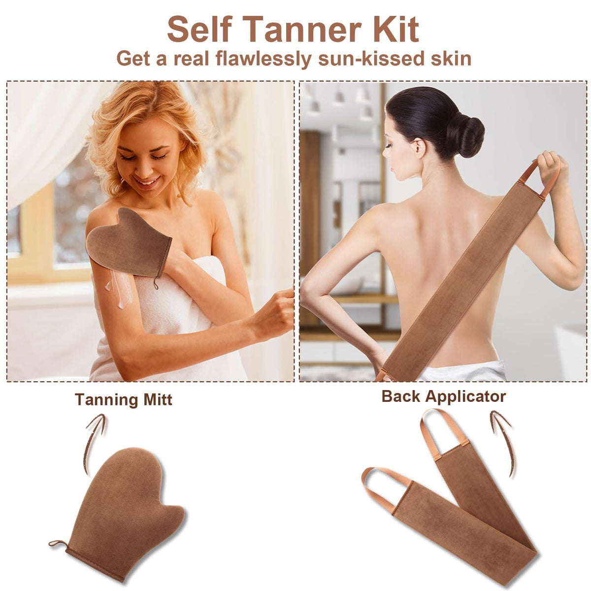 ANSPHIE close-up of tanning mitt texture highlighting velvety surface for streak-free blending