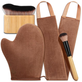 ANSPHIE front view of 4-in-1 tanning mitt set showing complete kit and benefit: neat application