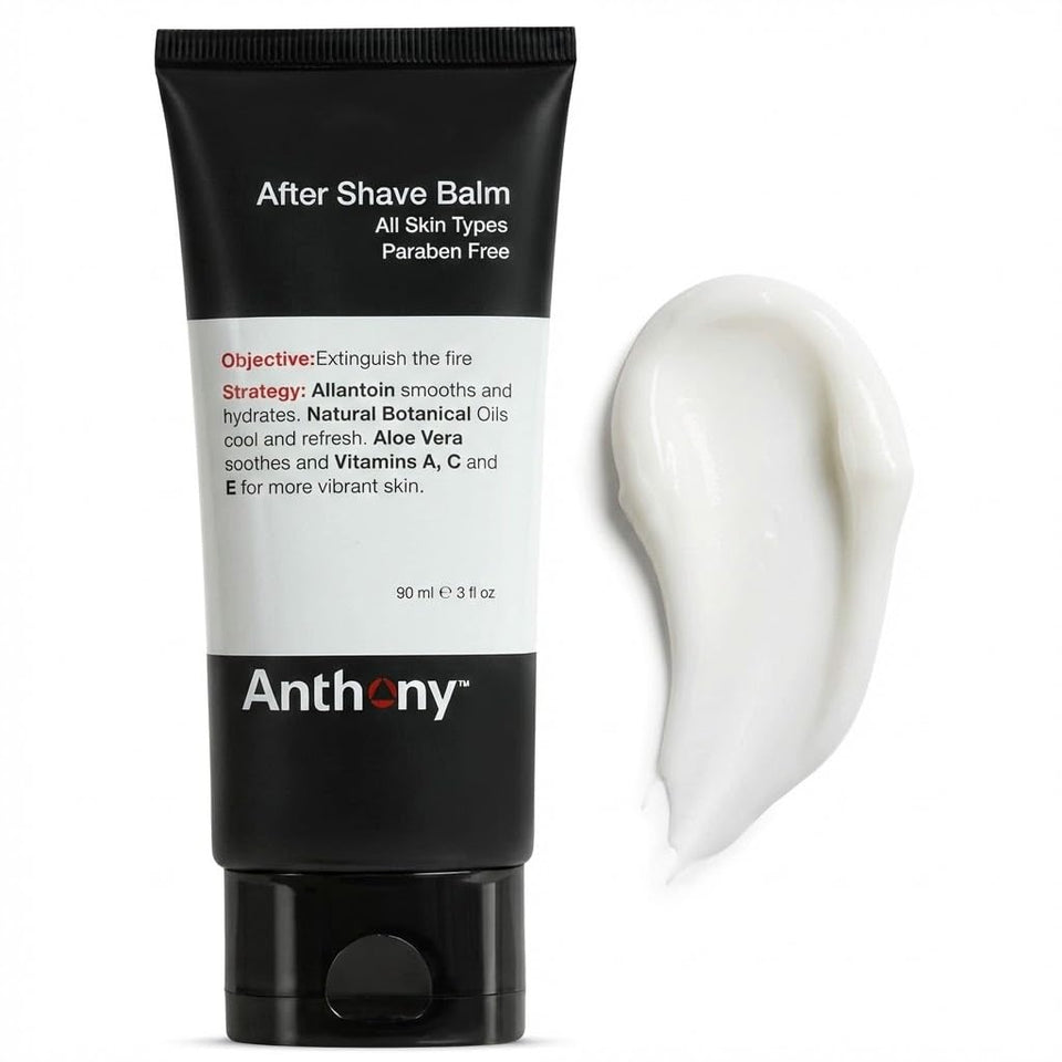 Anthony front packaging showing cooling after shave balm and clean branding