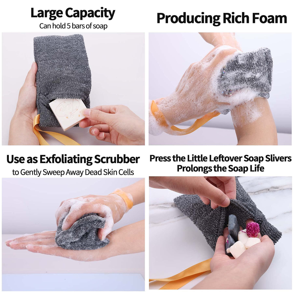 Antimbee pouch with soap inside creating rich foam for efficient cleansing benefit