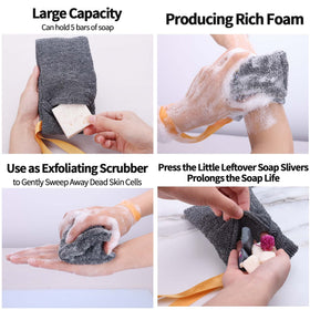 Antimbee pouch with soap inside creating rich foam for efficient cleansing benefit