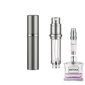 ANTOKX front view gray atomizer showing sleek travel-ready design and protection