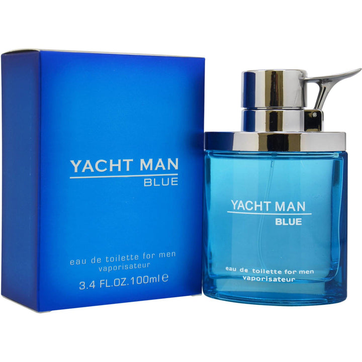 Antonio Puig Myrurgia Yacht Man Blue front bottle shows clean design and easy application